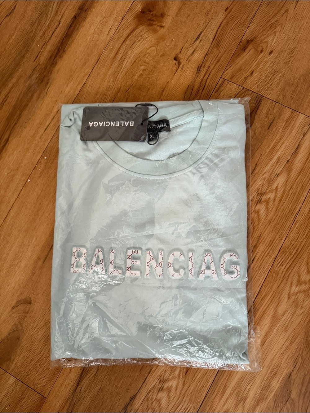 Balenciaga Kids Light Blue Logo Tee with Embroidered Lettering